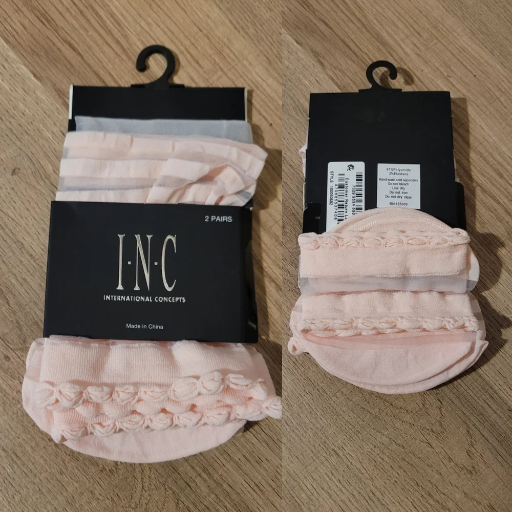 International Concepts Pink Sheer Stripe Ankle Fashion Socks OS New